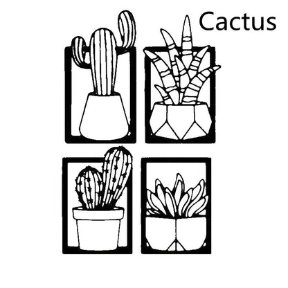 Œuvre  Murale en Métal Silhouette Cactus │ Œuvre d'Art Décorative Moderne