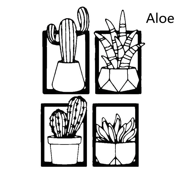 Œuvre  Murale en Métal Silhouette Cactus │ Œuvre d'Art Décorative Moderne