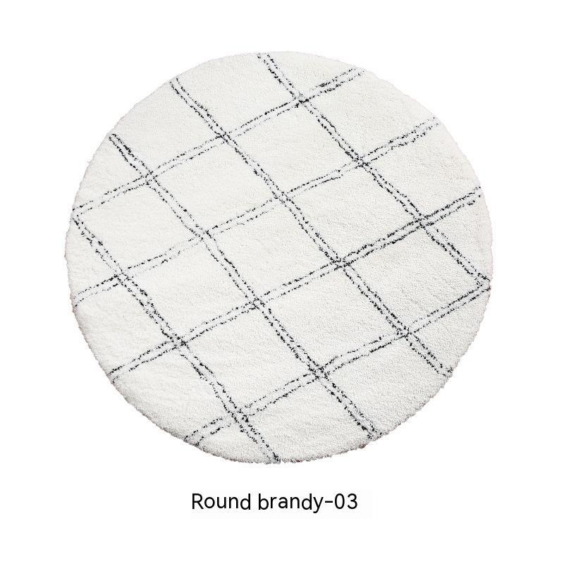 Tapis Rond en Velours Simple et Élégant │ Tapis à Rayures Noir et Blanc