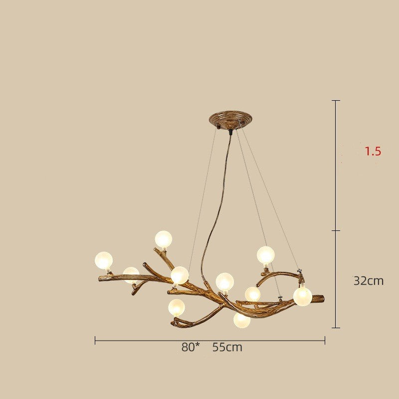 Lustre en Résine Branche d'Arbre Décoratif │ Éclairage Zen │ pour Salon ou Espace de Vie