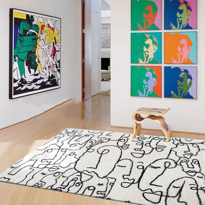 Tapis Moderne Minimaliste │ Design Abstrait Inspiré de Picasso │ pour Salon