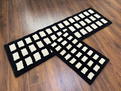 Tapis Nordique Épais à Carreaux │ Confort et Élégance pour Salon et Chambre